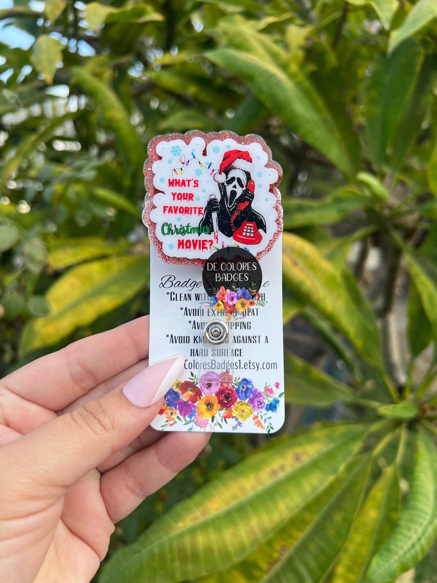 Spooky Christmas Badge Buddy, RN Badge Buddy, Nurse Badge Reel, Horror Christmas Badge Reel, Winter Badge Buddy, Horror Christmas Badge Buddy