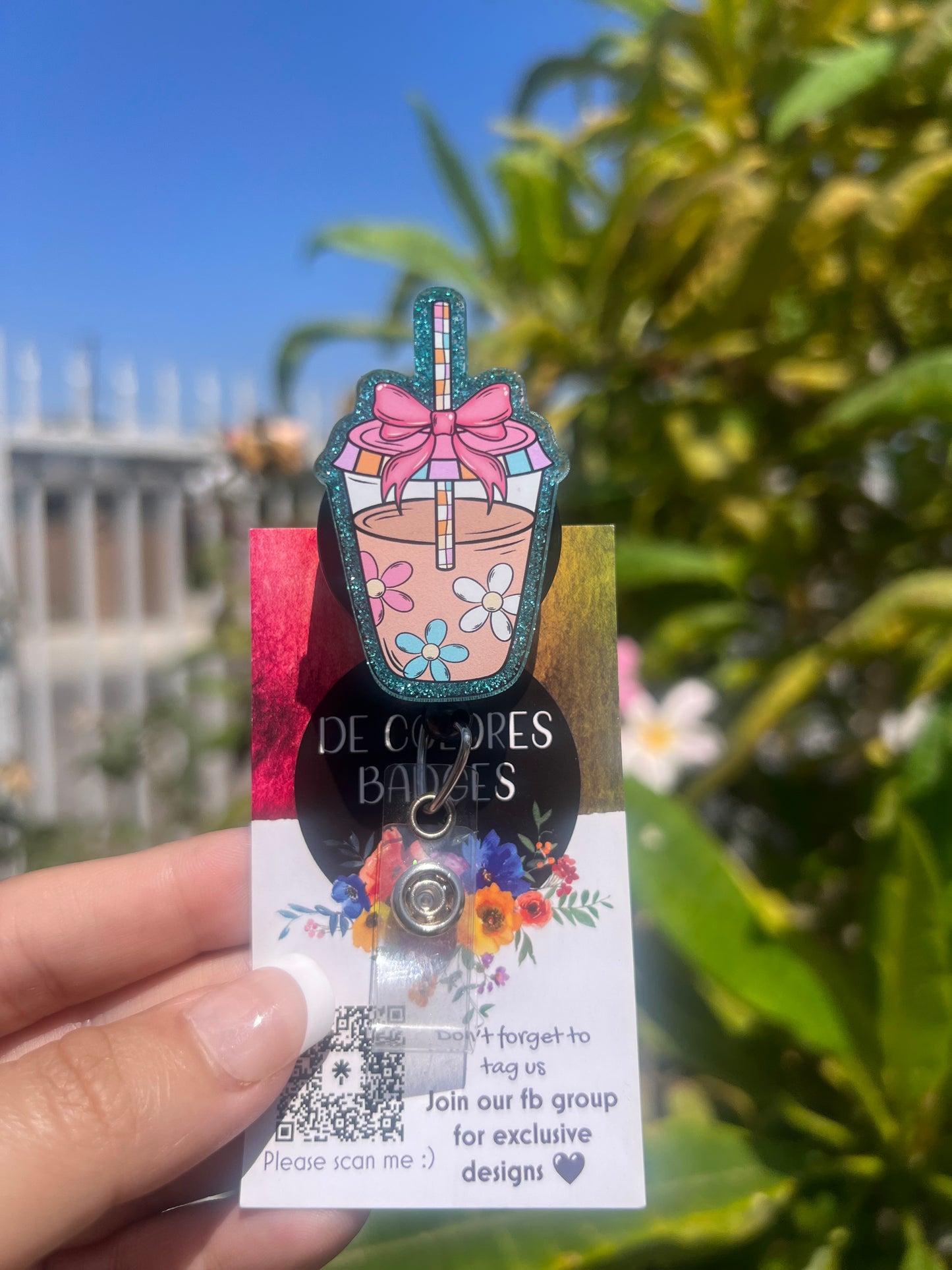 Iced Coffee Floral Badge Buddy