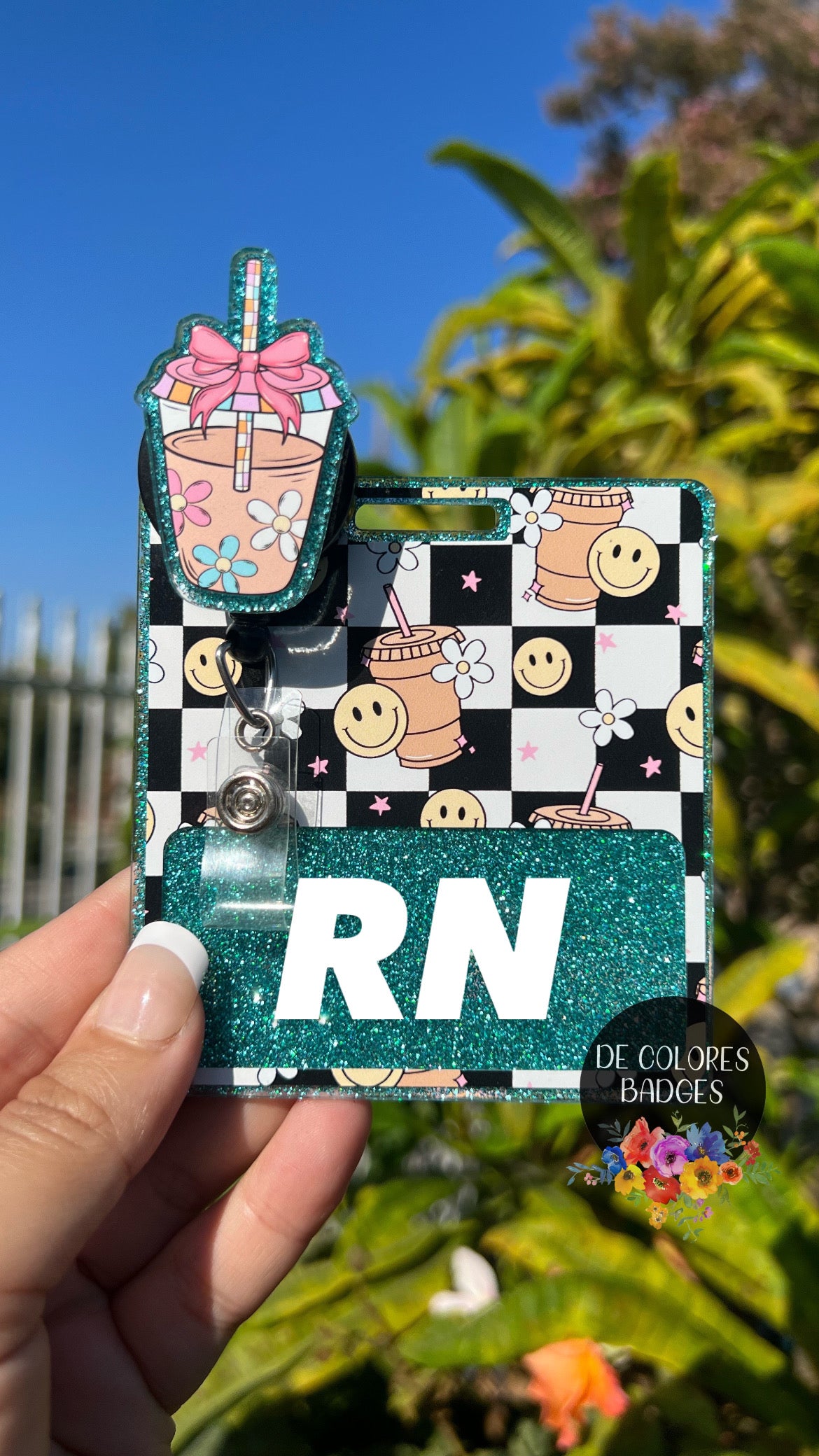 Iced Coffee Floral Badge Buddy