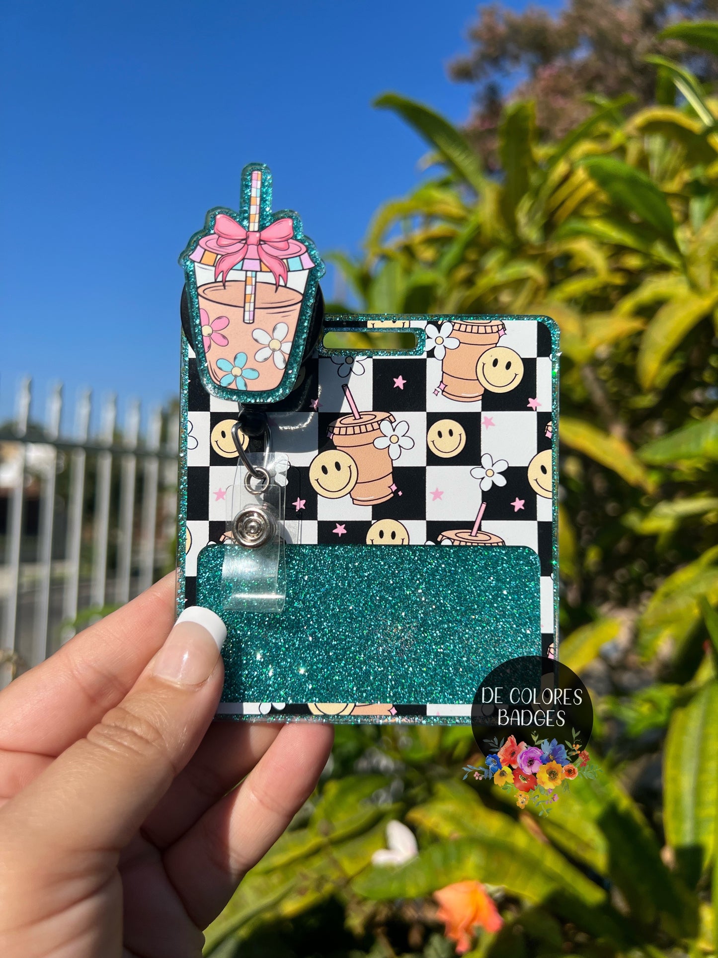 Iced Coffee Floral Badge Buddy