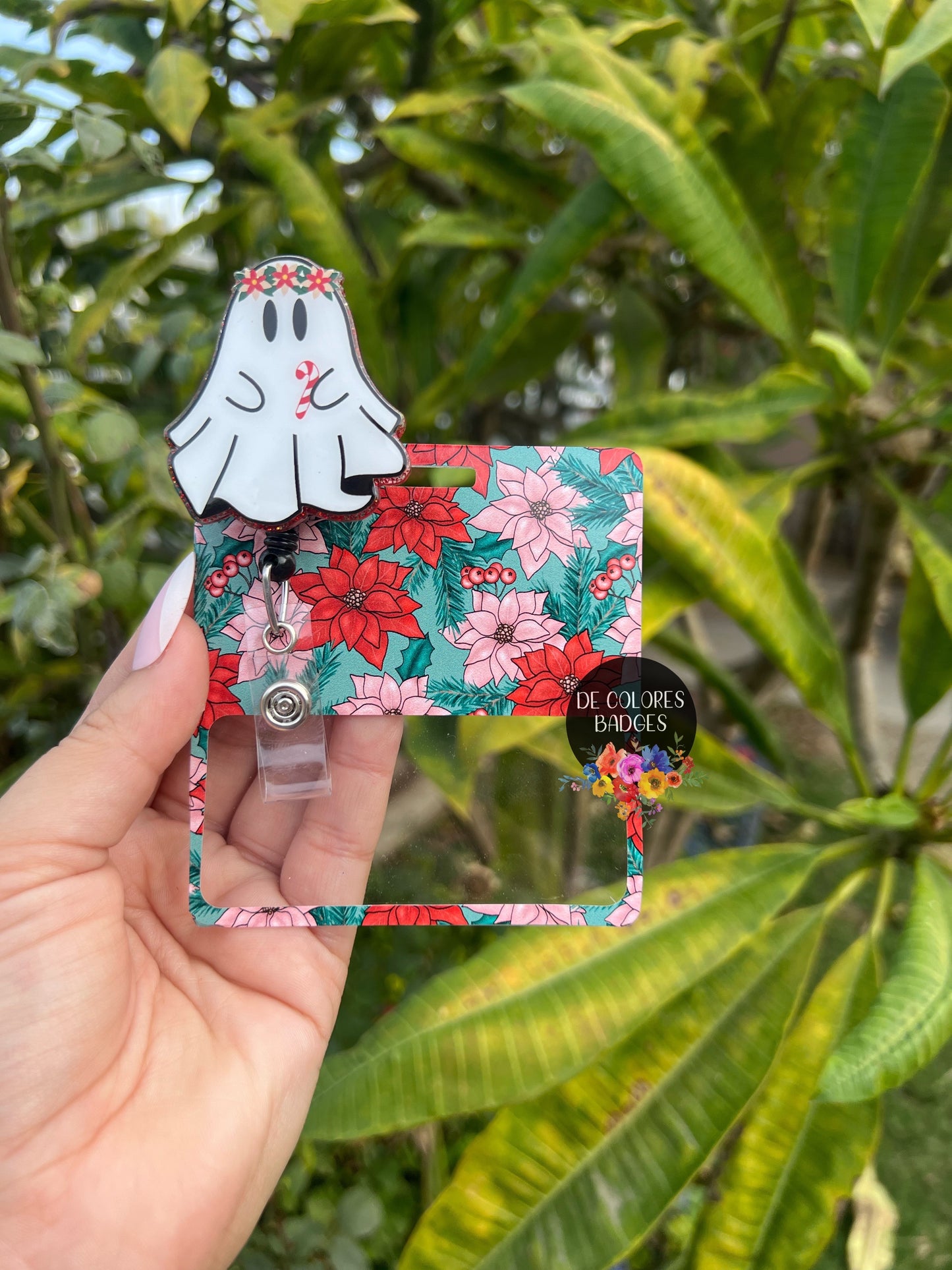 Poinsettia Badge Reel and Badge Buddy, RN Badge Buddy, Nurse Badge Reel, Winter Badge Reel, Winter Badge Buddy, Snowflakes Badge Buddy