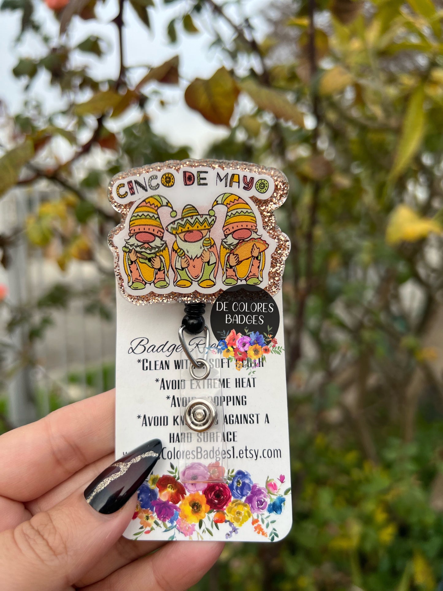 Cinco de Mayo Gnome Badge Reel - Nurse Badge Reel - Nursing RN Badge Reel - Cinco de Mayo Gifts - Cute Glitter Cinco de Mayo Medical Badge Reel