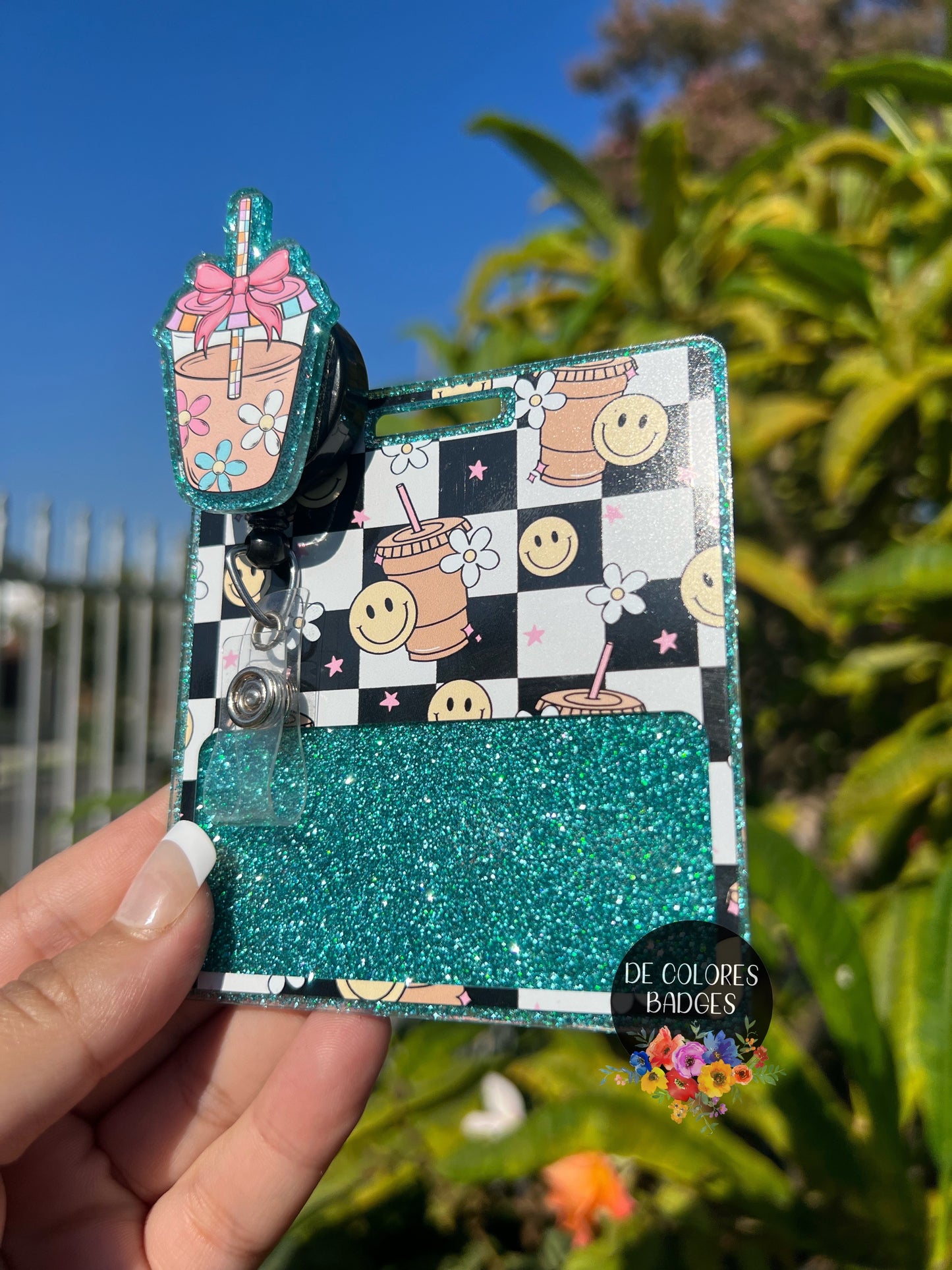 Iced Coffee Floral Badge Buddy