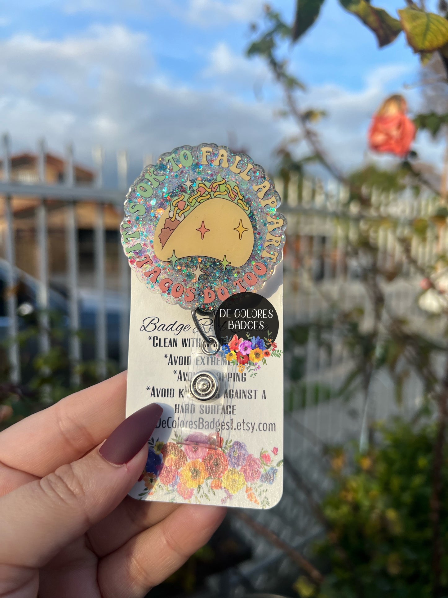 It’s Okay To Fall Apart Tacos Do Too Badge, Taco Badge, Funny Badge, Peace Love Taco Badge, Funny Taco Badge, Tacos badge reel, funny valentines badge reel on