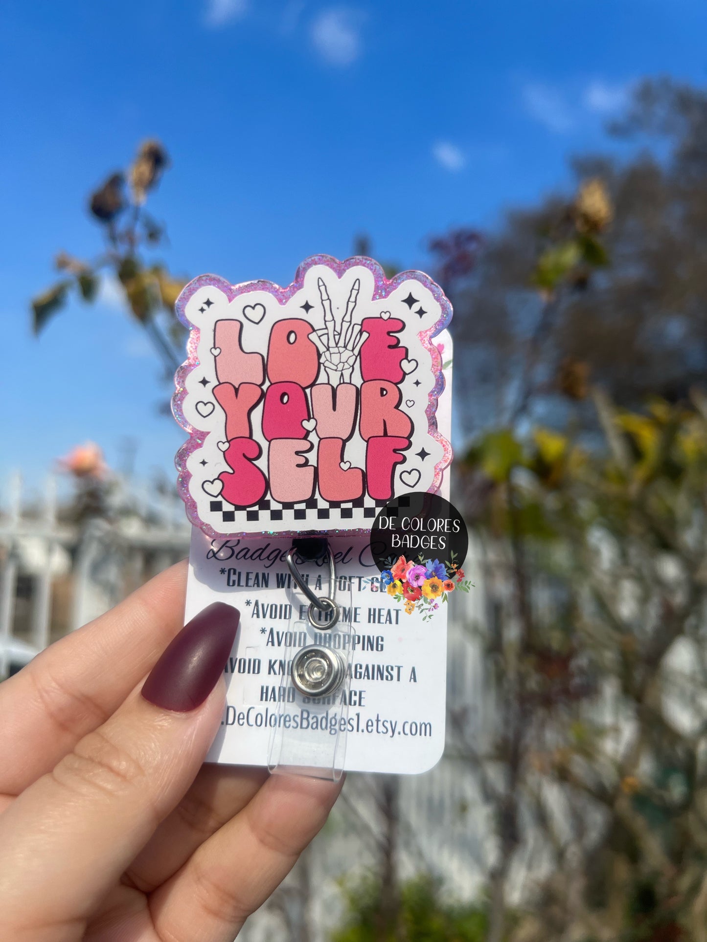 Love Yourself Badge, Inspirational Badge, Self Love Badge, Positive Badge, Body Positive Badge, Groovy Badge, Positive Quotes Badge, Hippie