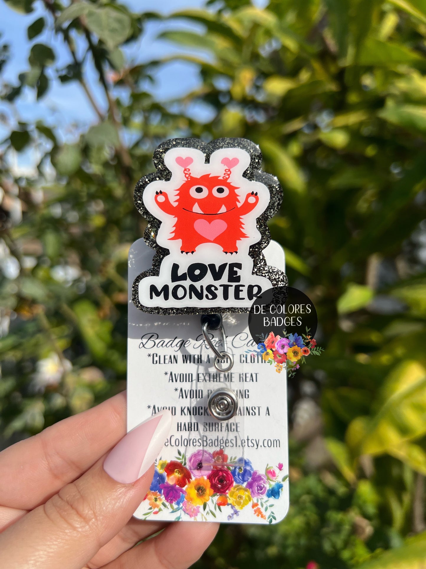 Pink Monster Badge Topper, Valentine’s Day Badge Reel, Interchangeable Badge Reel, Nurse Badge Buddy, Teacher Badge Holder, Neon Monster
