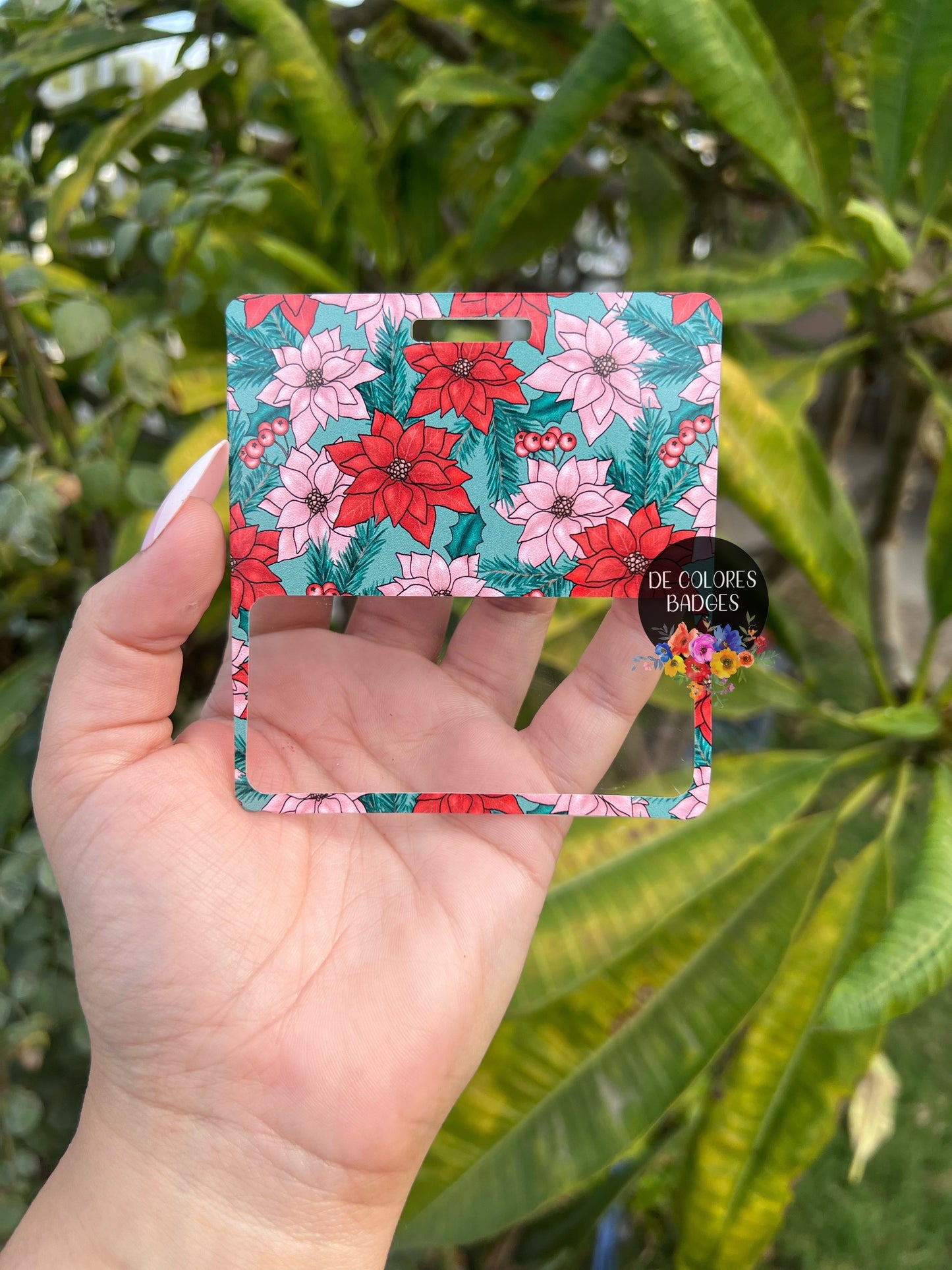 Poinsettia Badge Reel and Badge Buddy, RN Badge Buddy, Nurse Badge Reel, Winter Badge Reel, Winter Badge Buddy, Snowflakes Badge Buddy