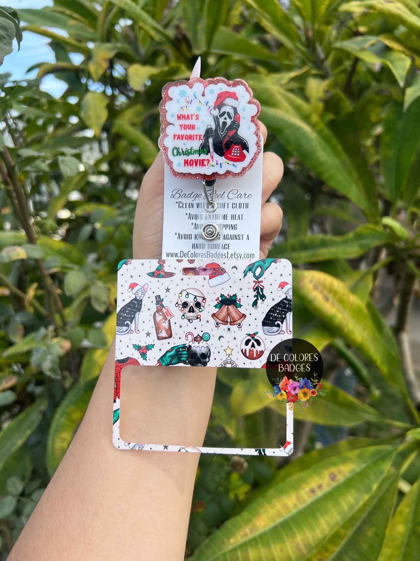 Spooky Christmas Badge Buddy, RN Badge Buddy, Nurse Badge Reel, Horror Christmas Badge Reel, Winter Badge Buddy, Horror Christmas Badge Buddy