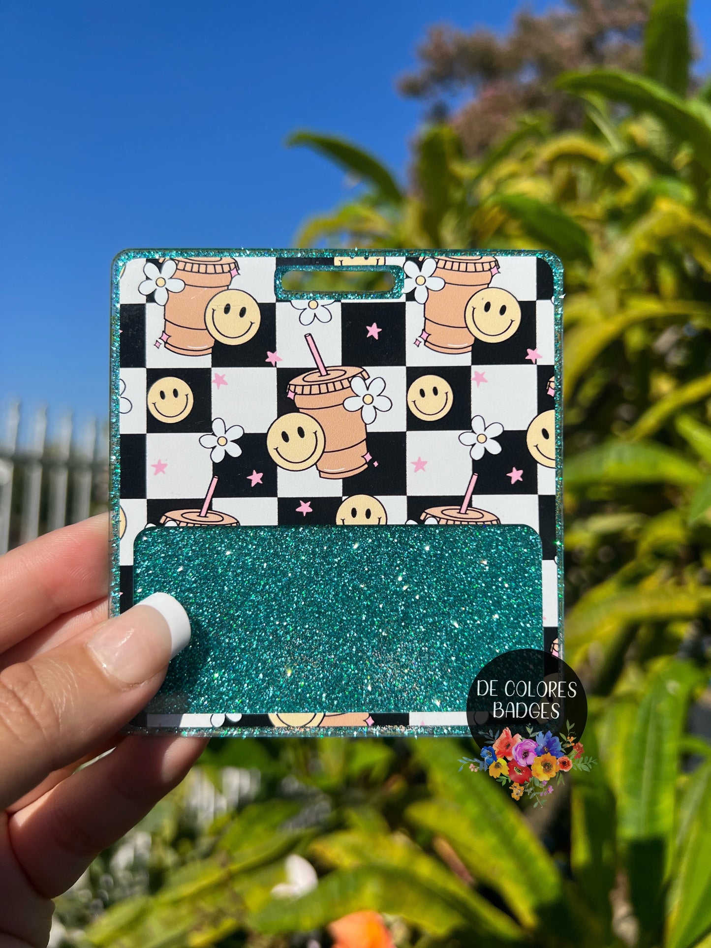 Iced Coffee Floral Badge Buddy
