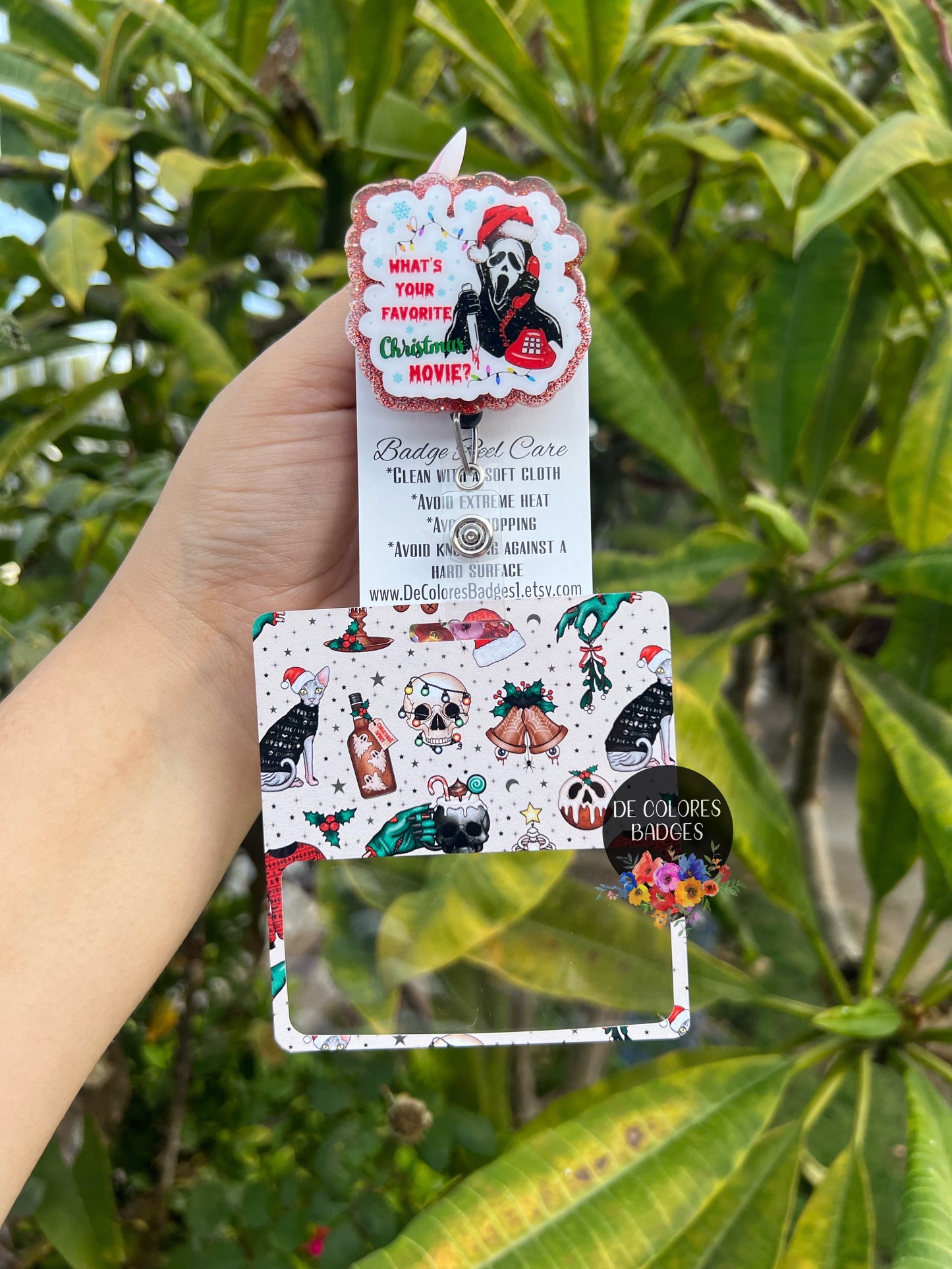 Spooky Christmas Badge Buddy, RN Badge Buddy, Nurse Badge Reel, Horror Christmas Badge Reel, Winter Badge Buddy, Horror Christmas Badge Buddy
