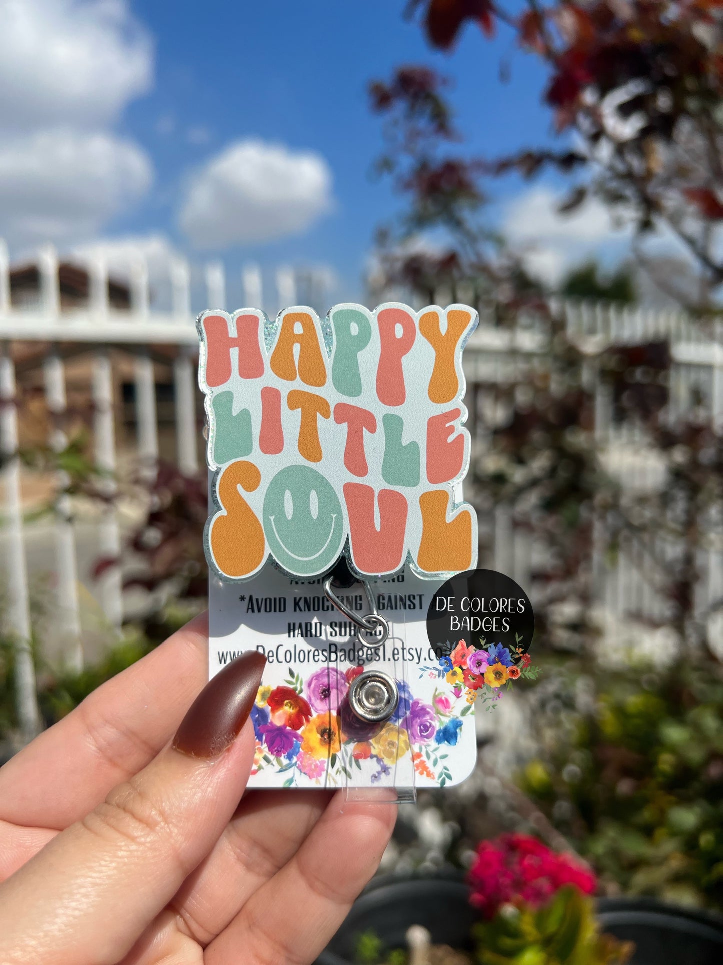 Happy Little Soul, Badge Reel, ID Badge, Boho Badge Reel, Gift, Nurse, Healthcare, Be Kind, Retractable Reel, Teacher, happy little soul ID