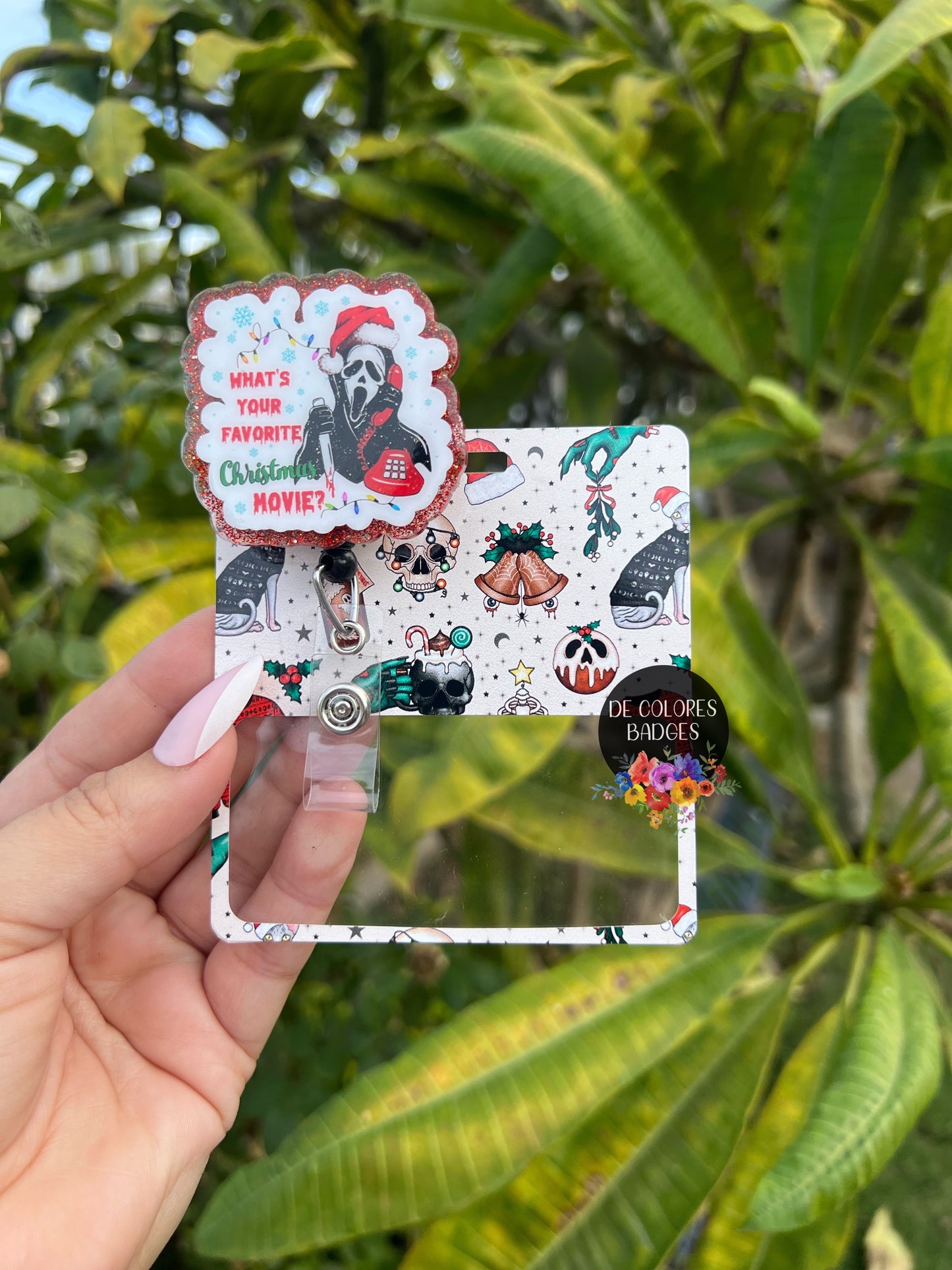 Spooky Christmas Badge Buddy, RN Badge Buddy, Nurse Badge Reel, Horror Christmas Badge Reel, Winter Badge Buddy, Horror Christmas Badge Buddy