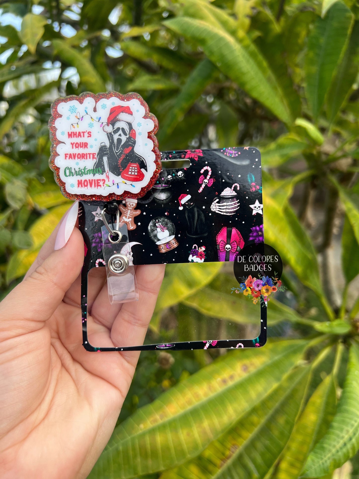 Dark Christmas Badge Reel and Badge Buddy, RN Badge Buddy, Nurse Badge Reel, Horror Christmas Badge Reel, Winter Badge Buddy, Horror Christmas Badge Buddy