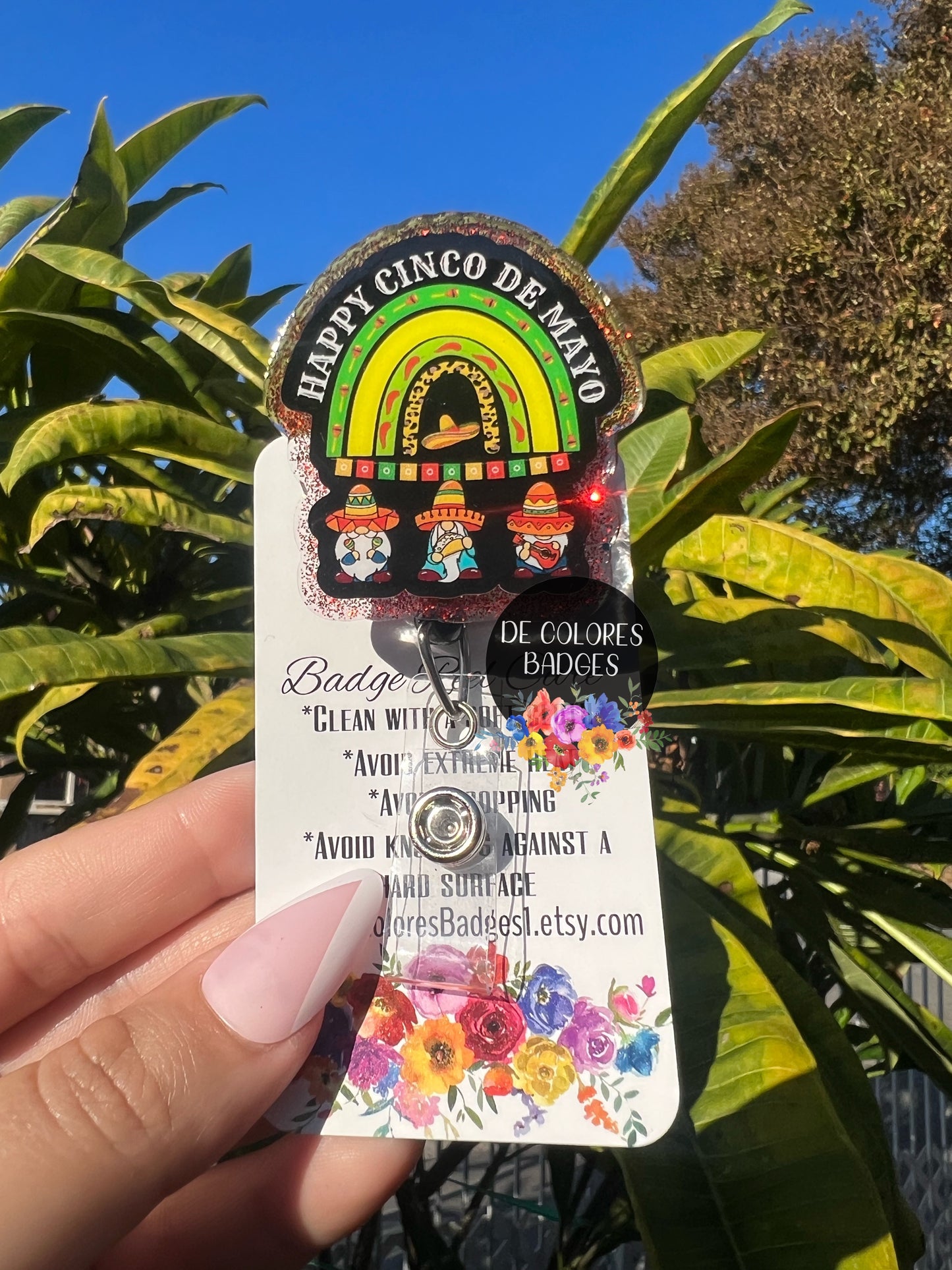Cinco de Mayo Badge Reel - Nurse Badge Reel - Nursing RN Badge Reel - Cinco de Mayo Gifts - Cute Glitter Cinco de Mayo Medical Badge Reel
