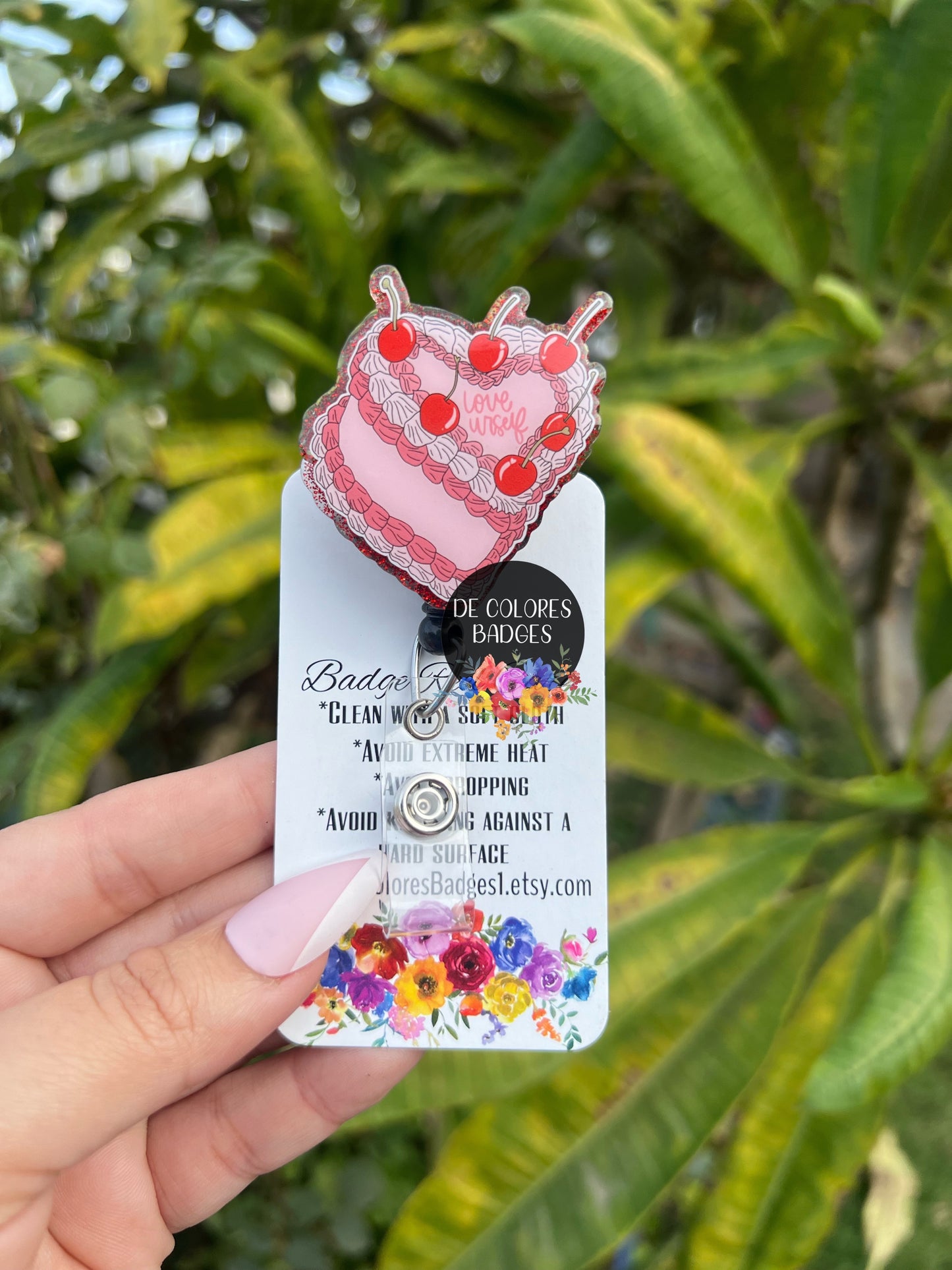 Love Yourself Badge Reel, Mental Health Badge Reel, Nurse Badge Holder, Teacher Lanyard, Coworker Gift, Badge Buddy, Retractable ID Holder