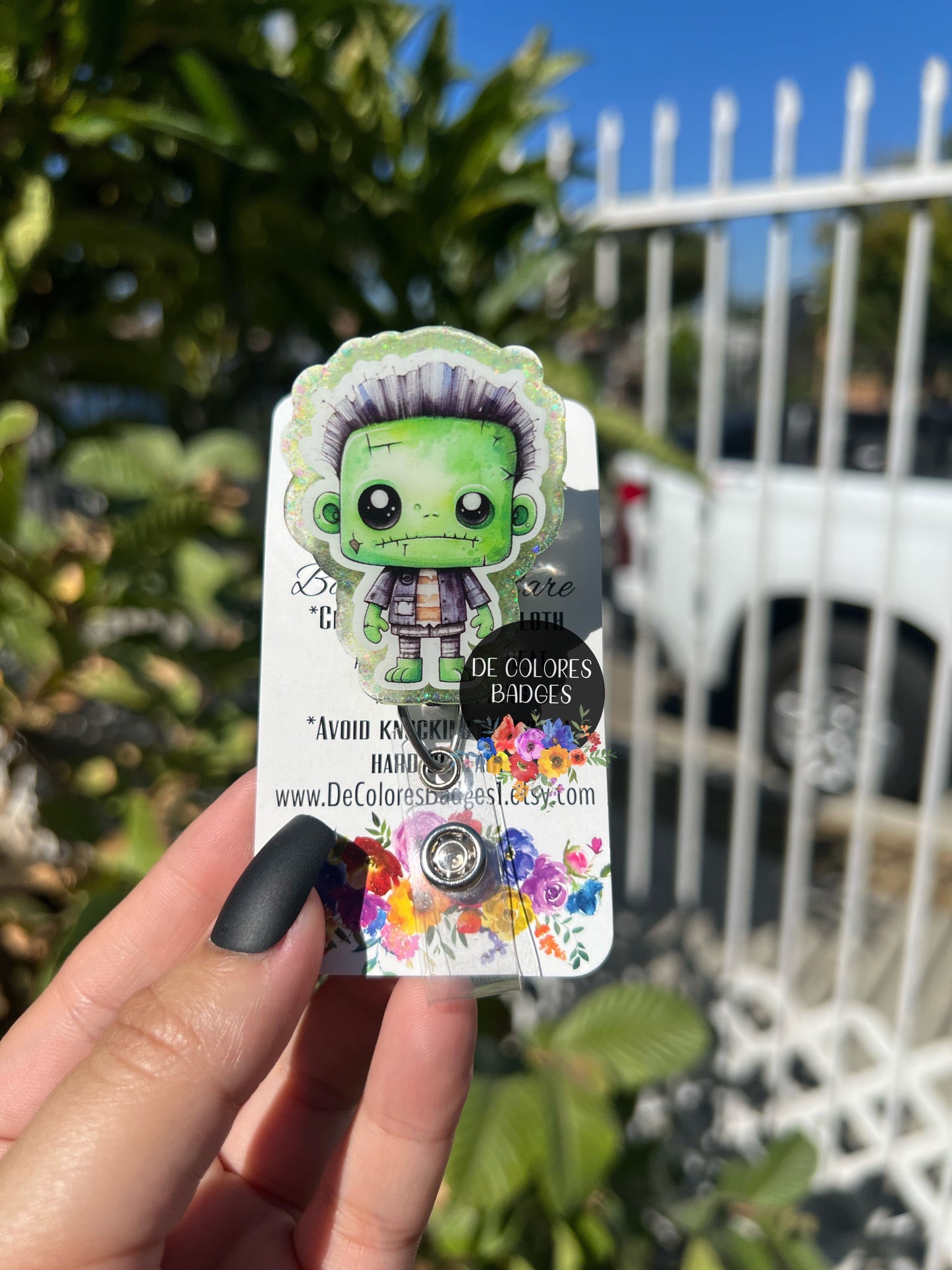 Frankenstein Badge, Glitter Badge Reel, Badge Reel, Halloween Badge Reel, Halloween, Frankenstein, Nurse Badge Reel, Nurse, Badge Holder