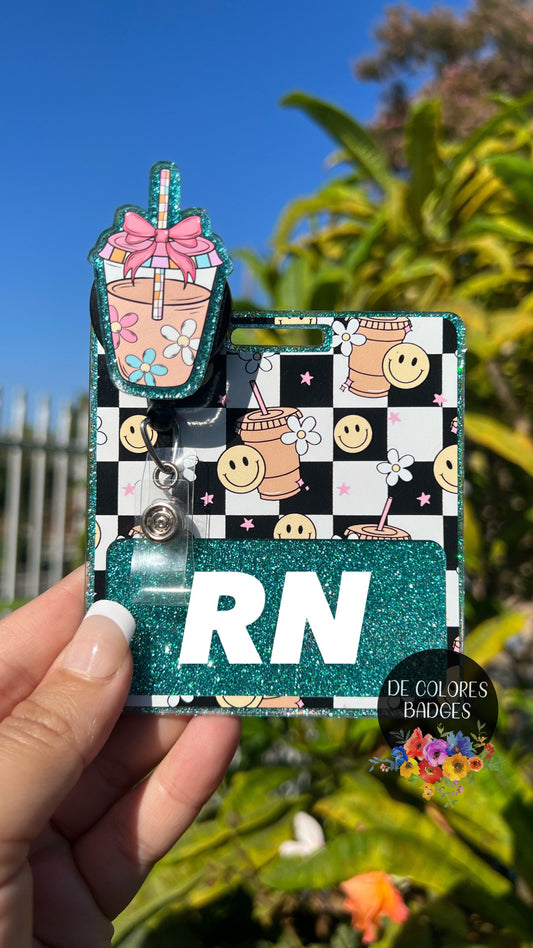 Iced Coffee Floral Badge Buddy