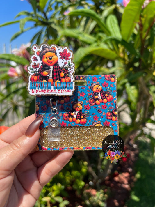 Autumn Leaves & Pumpkins Please Badge Buddy--Badge Reels--Nurse Badge Reels--Badge Buddy Badge Reels--Cute Badge Reels--Retractable Badge Reels--Festive Badge Reels--Badges