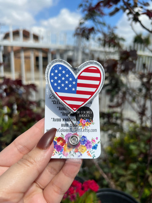 USA American Flag Heart Badge, Independence Day Badge, 4TH of July Badge, United States badge, Patriotic Heart badge, 4th of July, Independence Day