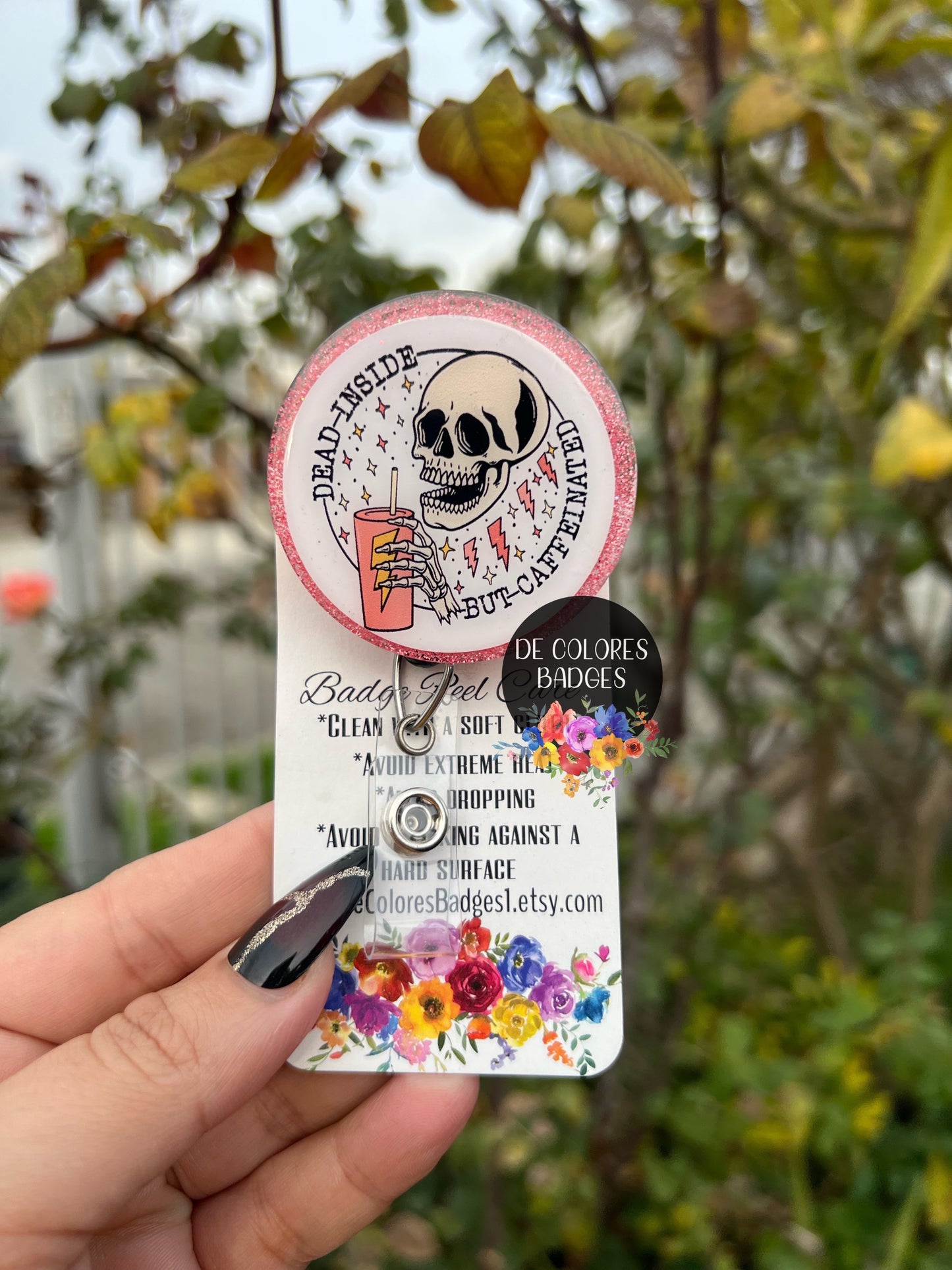 Dead Inside But Caffeinated Badge