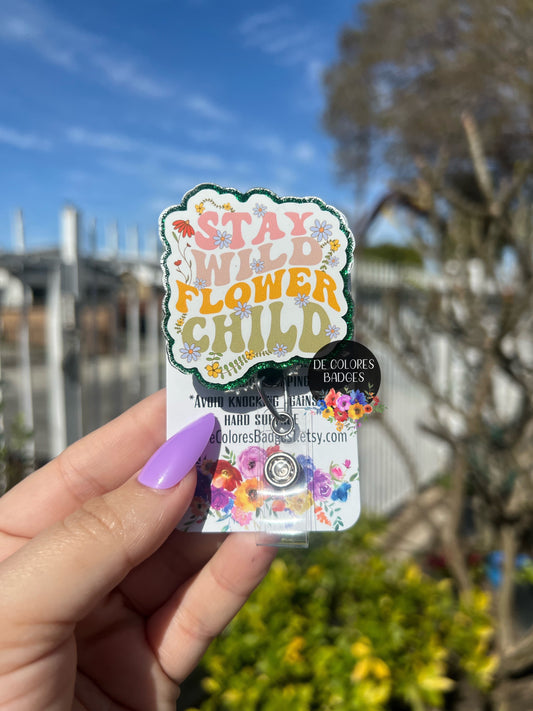 Stay Wild Flower Child Badge, Stay Wild Badge, Flowers Badge, Positive Badge, Retro Badge, Sun and Moon badge, moon lover badge reel, moon b