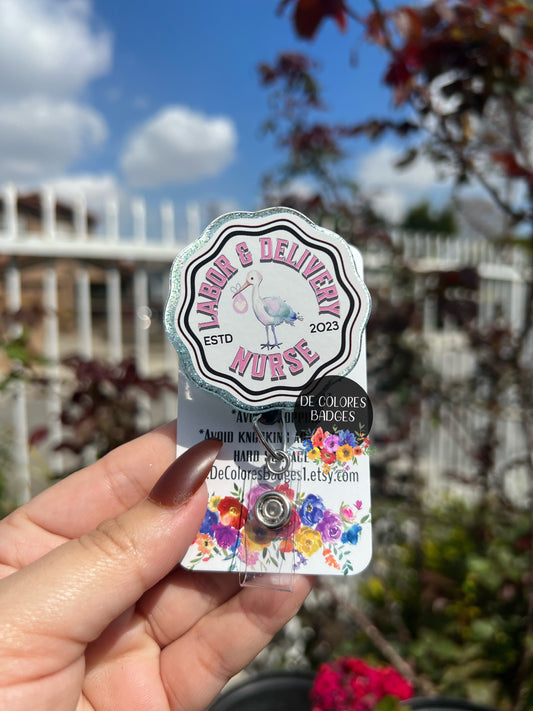 midwife badge reel, delivery nurse badge reel, labor nurse badge reel, nurse badge reel, L&D nurse badge reel, labor and delivery nurse