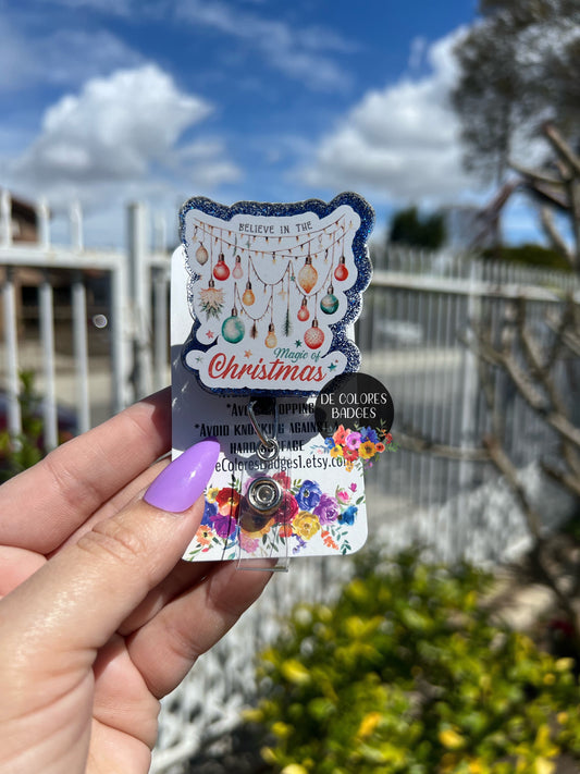 Believe In The Magic Badge, Christmas Badge, Festive Quote Badge, Vintage Badge, Retro Holiday Spirit Badge, Xmas Believe Badge, Tree Badge